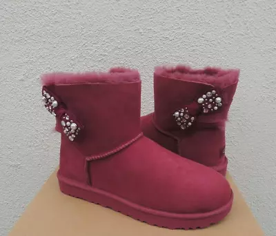 Ugg Mini Bailey Bow Brilliant Bling Suede/ Sheepskin Boots Us 11/ Eur 42 ~new • $119.95