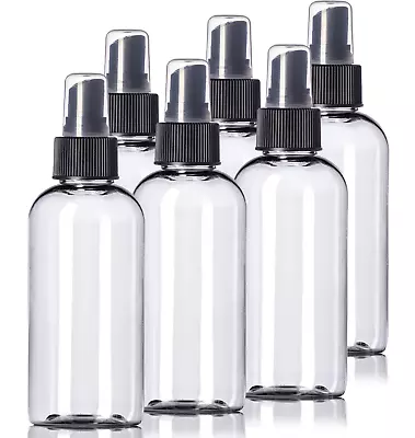 4oz Plastic Clear Bottles (6 Pack) BPA-Free Squeeze Containers With Spray Cap • $22