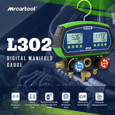 $129 • Buy Refrigeration Digital Manifold Gauge HVAC Vacuum Dual Pressure Temp Leakage Test