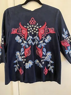 $12 • Buy Zara Embroidered Blouse Ultra Suede Size XS