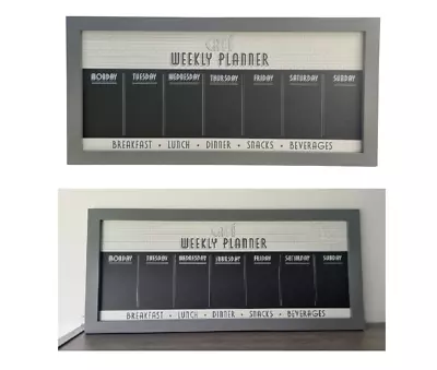 Grey Weekly Planner Chalkboard Wooden Bistro Cafe Menu Board  Blackboard 67cm • £12.99