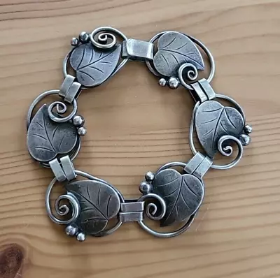 La Paglia International Vintage Sterling Leaf Swirl  Link Bracelet • $250