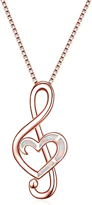 Sterling Silver Music Note Necklaces Created Opal Rose Necklace Gymnastics Jewel • $108.76