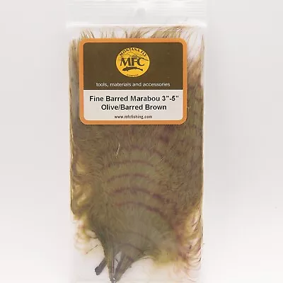 Montana Fly Company Fine Barred Marabou 3-5  - Olive/Brown • $7.50