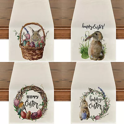 $15.19 • Buy Easter Day Bunny Egg Linen Tablecloth Dining Party Tea Table Cover Table Flag