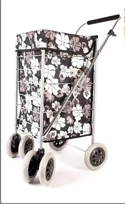 £62 • Buy Premium 6 Wheel Swivel Shopping Trolley With Adjustable Handle Folding Flat Cage