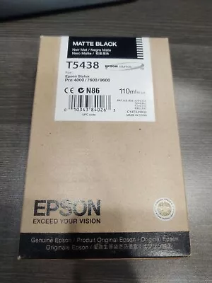 EPSON Genuine 110ml Ink T5438 Matte Black Stylus 4000/7600/9600 DATED: 01/2012 • $15