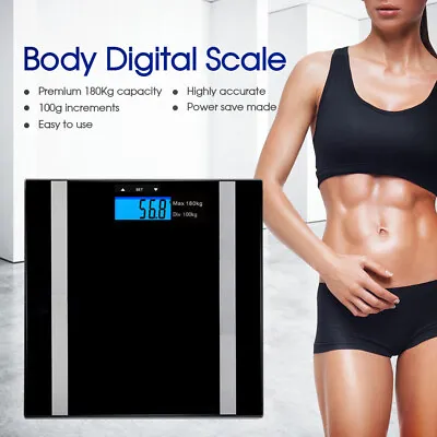 Electronic Digital  Scale Body Fat LCD Bathroom Gym Weight Measure Black • $17.99