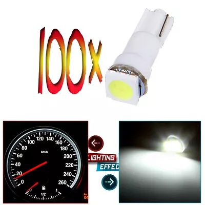 100X T5 74 Wedge 5050 1SMD Instrument Gauge Dash Indicator LED Light Bulbs White • $43.08