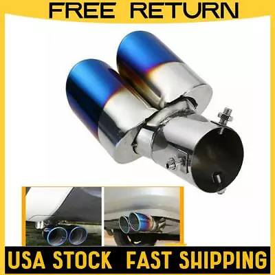 Car Blue Rear Dual Exhaust Pipe Tail Muffler Tip Auto Accessories Replace Kit • $13.99