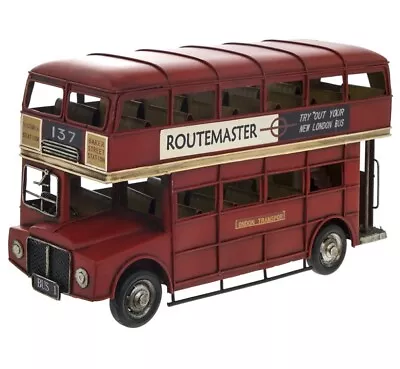 Vintage London Red Bus Routemaster Tin Model Double Decker Transport 2 Sizes • £29.99