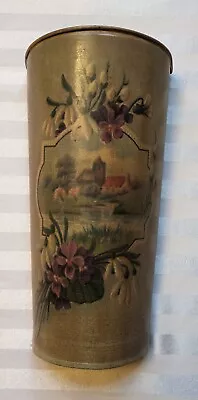 Metal Wall Mount Flower Vase Tan With Country Scene 11 H X 5 W Inches  • $9.50