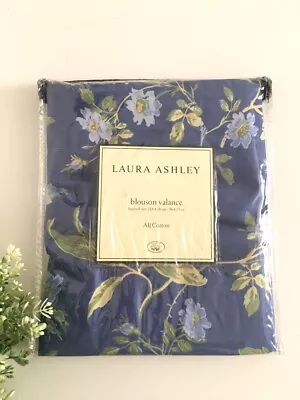 New In Package Laura Ashley Blue Floral Emilie Window Blouson Valance Cotton • $29.95