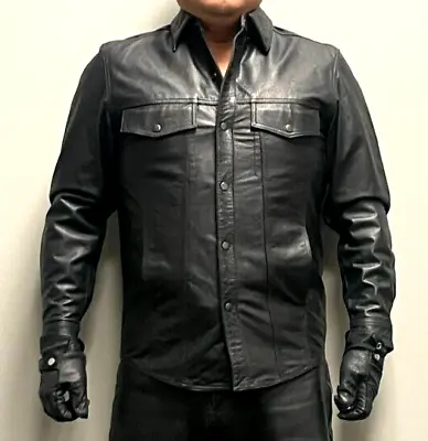 First Manufacturing Leather Levi's Cut Leather Shirt Jacket Size Medium • $89