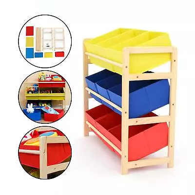 Kids Toy Storage Rack Unit 9 Boxes Removable Bins Freestanding Toy Organizer UK • £24.99