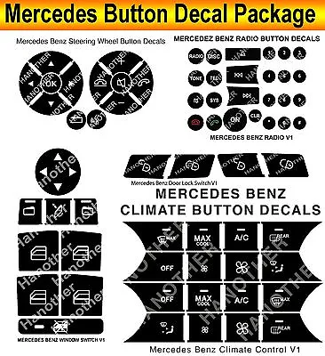 2007-2014 Mercedes Benz Button Repair Package Steering AC Window Decals Stickers • $38.98