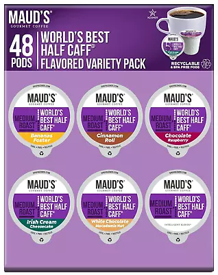 Half Caff Coffee Pods Variety Pack 48 Ct | 6 Assorted Coffee Flavors | 100% Ara • $43.95