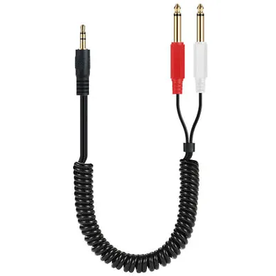 3.5mm 1/8  TRS To Dual 6.35mm 1/4  TS Mono Stereo Y Splitter Cable 0.8m • £9.99