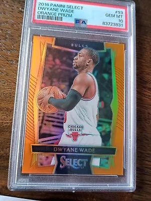 Dwayne Wade 2016 Panini Select Orange Prizm #04/60 Bulls Uniform PSA 10 LowPop 4 • $110