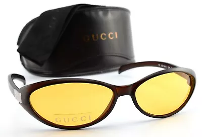 $207.78 • Buy Gucci Sunglasses Gg 1187S E3P 56-14 135 Brown Yellow Sports Wrap Oval Men + Case