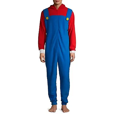 Mens Super Mario Brothers Union Suit One Piece Pajama Halloween Costume Nintendo • $43.61