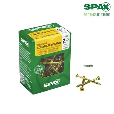 $29.99 • Buy SPAX #10 X 2-1/2in. Flat Head Multi-Material Yellow Zinc Coated Screw - 1 LB Box