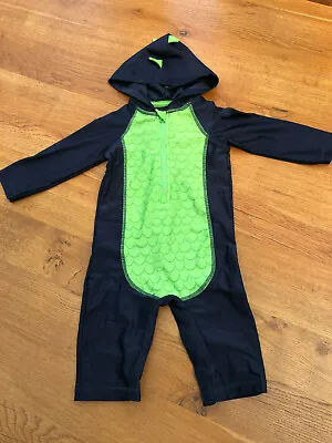 Ex-George Baby Boys Navy/Green Dinosaur UPF 50 Sun Protection Suit - BNWOT • £4.99