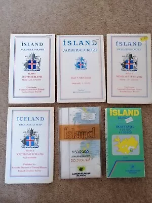 Geological Maps Iceland X 6 1977 - 1989 Folded • £25.99