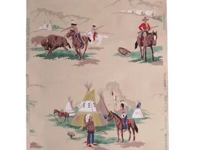 £19.81 • Buy Vintage 50s Western Cowboy Wallpaper Union Made BY THE YARD