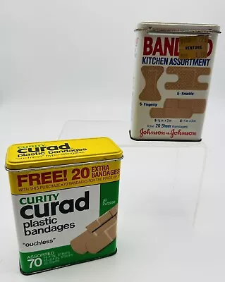 Vintage Band-Aid & Curad Metal Tin Box Kitchen Assortment Johnson & Johnson • $16