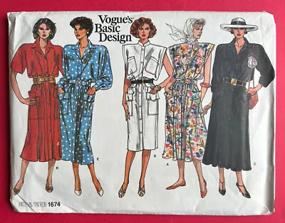 UNCUT Vogue Basic Design 1674 Misses Dress 8 10 12 Vintage Sewing Pattern • $11.99