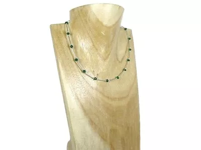 Sterling Silver Tubes Sparkly Necklace With Emerald Green Swarovski Crystals • £33