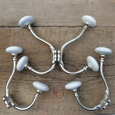 Set Of 4 Vintage Antique Retro Cast Iron Metal Wall Door Coat Rack Hooks Pegs • £16.99