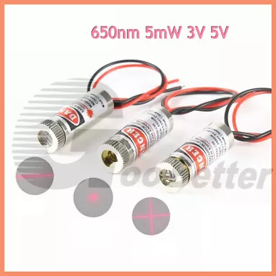 Laser Module Red Cross Hair Line Poin Dot Diode Focusable Lens 650nm 5mW 3V 5V • £2.94