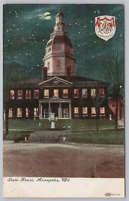 State View~State House Building @ Night~Annapolis Maryland~Vintage Postcard • $1.35