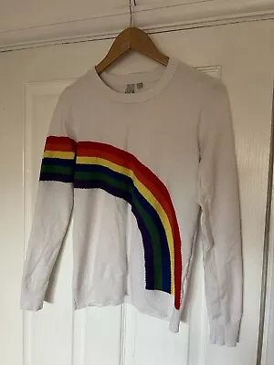 MXO White Rainbow Print Jumper Size M • £6.19