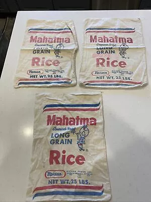 3 Vintage Rice Bags Mahatma America’s Finest Rice Bags • $22