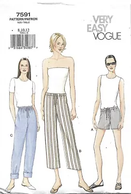 Vogue #7591 MISSES' SHORTS AND PANTS Uncut Sewing Pattern Sizes 8-12 • $8