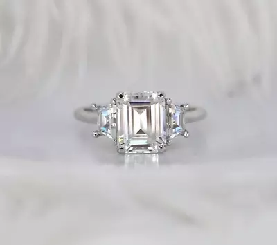 3.60 Ct Emerald Cut Simulated Diamond Ring Dainty Anniversary Ring Gift For Her • $91