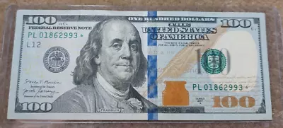 $100 Dollar Bill Us Bill Star Note Series 2017 A  Pl 01862993* • $119.99