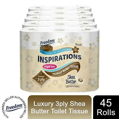 Freedom Inspirations Quilted Soft Shea Butter 3 Ply Toilet Paper Roll 45 Rolls • £14.99