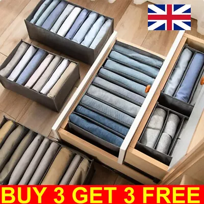 Clothes Drawer Organiser Divider For Wardrobe Closet Foldable Jeans. Storage Box • £4.79