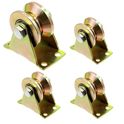 $25.37 • Buy 4Pcs 2 Inch V Groove Wheel Sliding Gate Bracket Roller Heavy Duty Caster Wheels