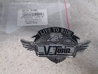$26.99 • Buy NOS Highway Hawk Large Single Metal Emblem  Live To Ride  V-Twin 01-2991