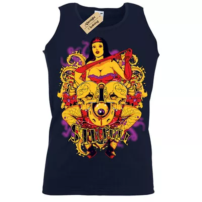 £9.95 • Buy Sinful Rockabilly T-Shirt Pinup Tattoo Sexy Skull Biker Vest Mens 