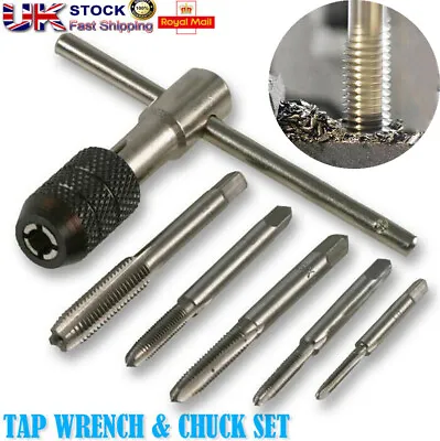 £5.99 • Buy 6Pcs Thread Tap & Wrench Drill Bit Set Metric M3 M4 M5 M6 M8 Repair Tool Cutter