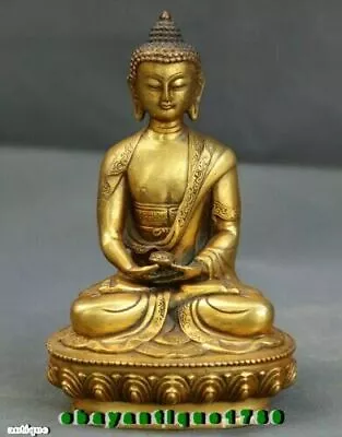 Antiques Tibet Buddhism Religion Bronze Gild Shakyamuni Amitabha Buddha Statue • $29