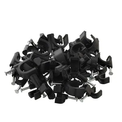 £2.50 • Buy BLACK ROUND COAX 4mm- 6mm CABLE CLIP WITH FIXING NAIL BULK PACK X 100,200,300 UK