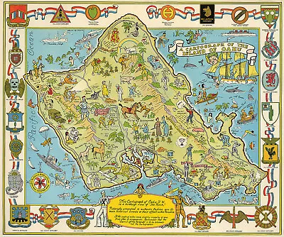 Military Cartograph Of The Island Of Oahu Hawaii Armed Forces Units Wall Poster • $13.95