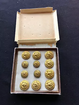 12 Vintage Gold Eagle Buttons Military Stars Staff Sword NOS • $17.11